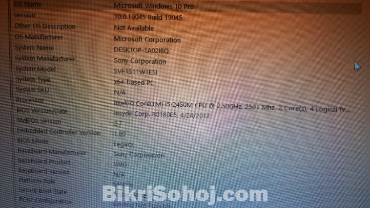 Sony Core i5 laptop